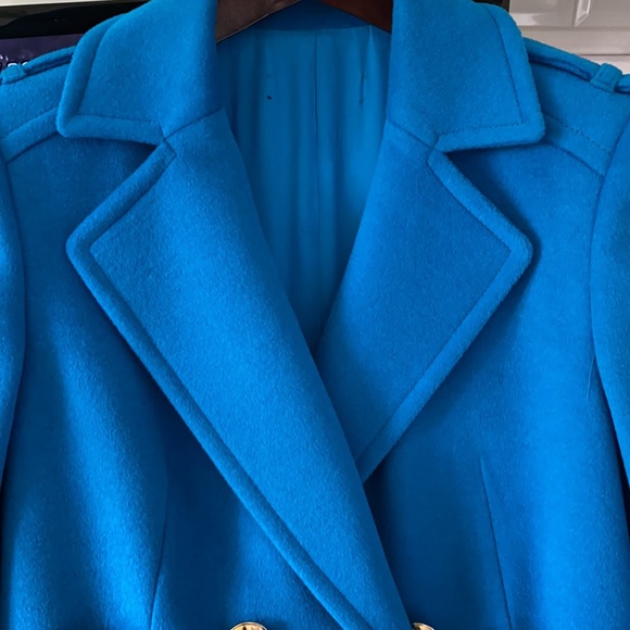 Gorgeous Emilio Pucci bright turquoise blue wool overcoat Overcoat car coat - Picture 4 of 7